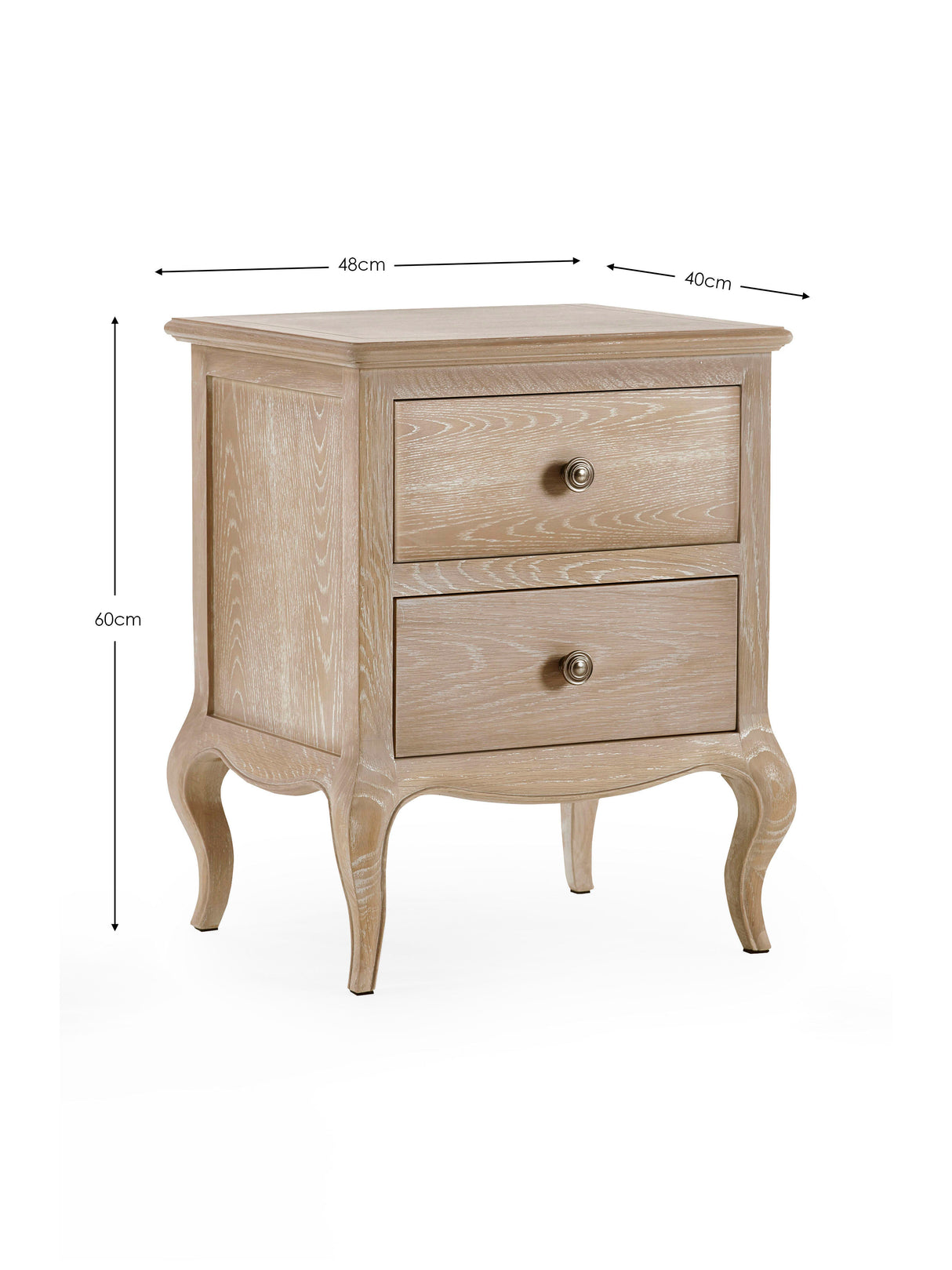 Camille French Style 2 Drawer Bedside Table
