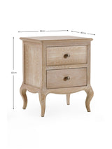 Camille French Style 2 Drawer Bedside Table
