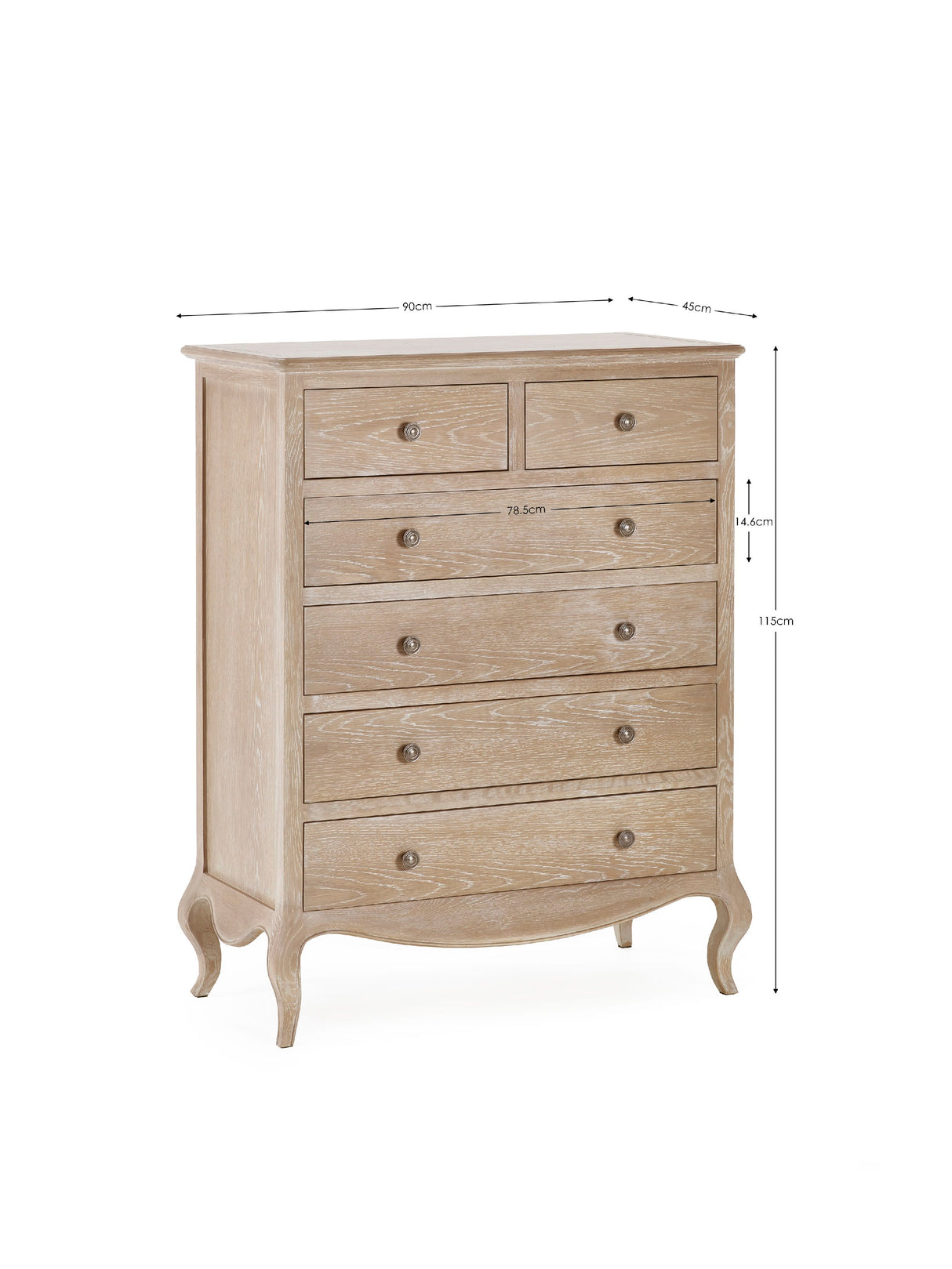 Camille French Style 6 Drawer Chest (4+2)