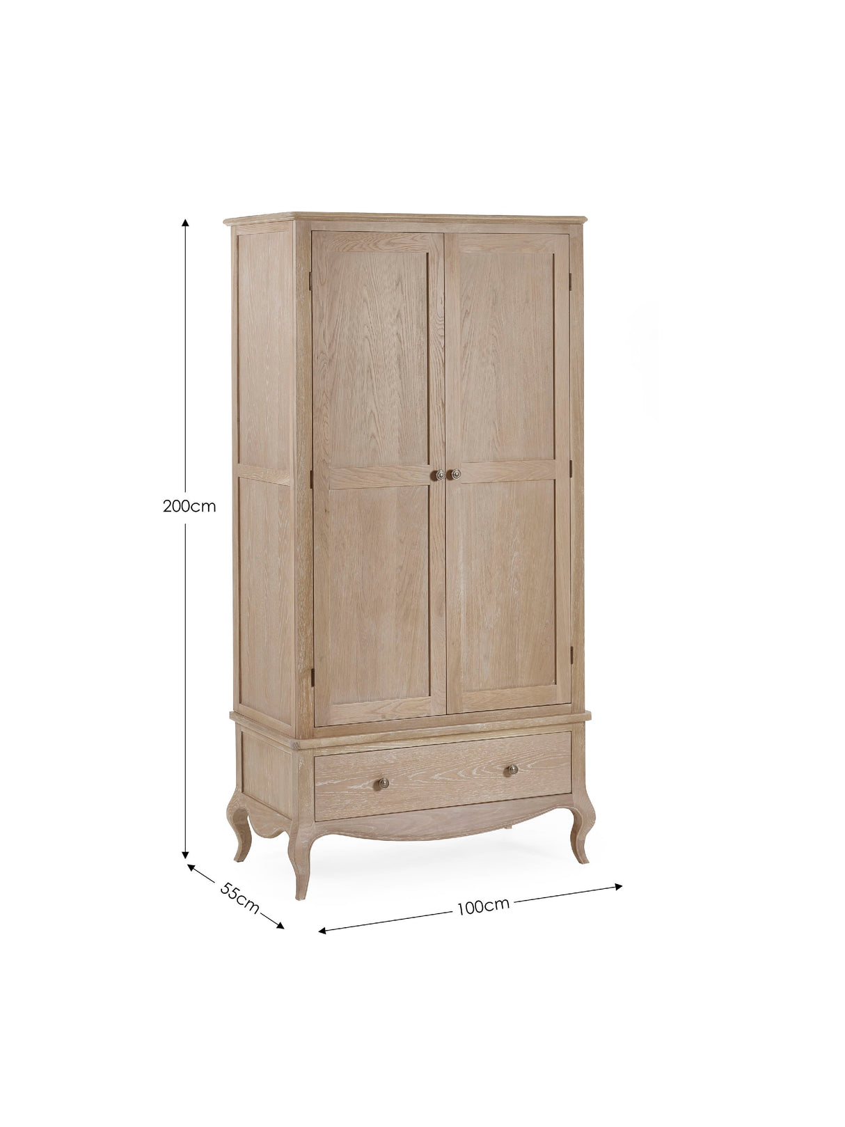 Camille French Style 2 Door 1 Drawer Wardrobe