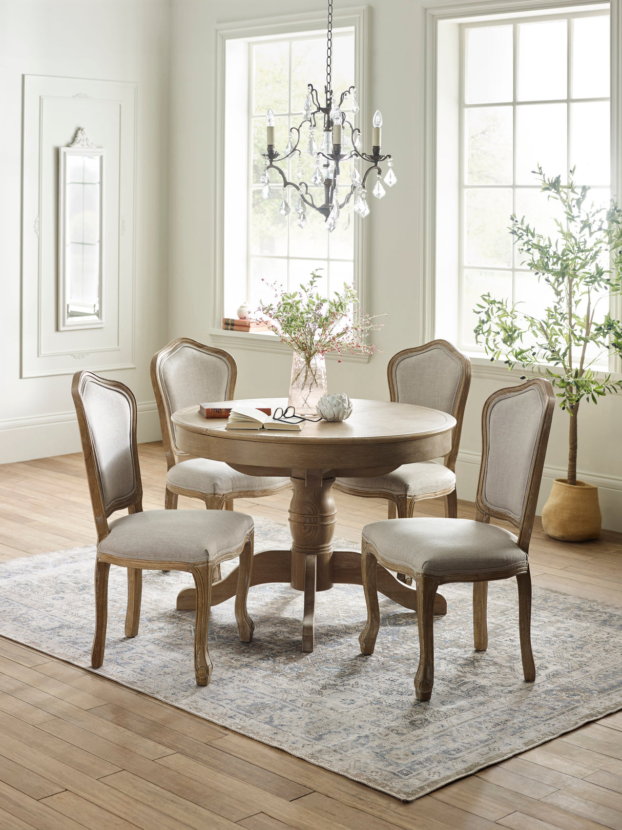 Camille French Style Round to Oval 4-6 Seater Extending Dining Table