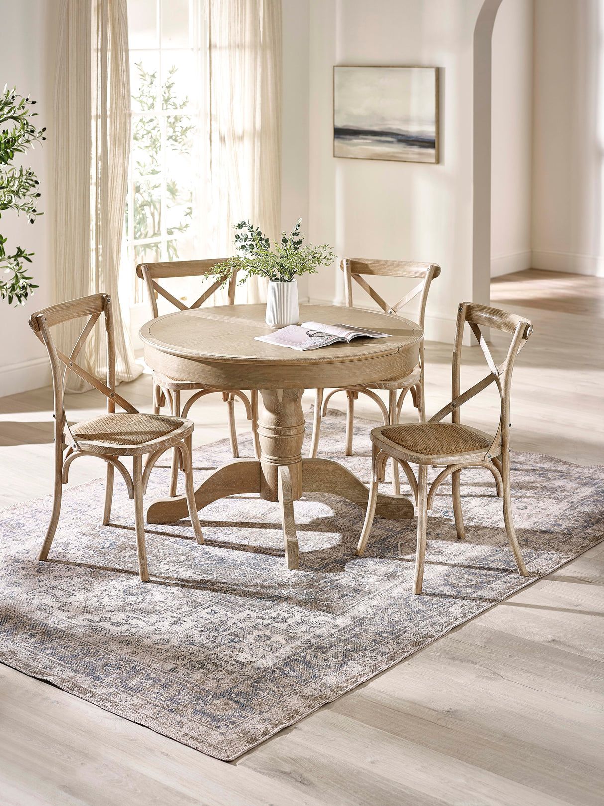 Camille French Style Round to Oval 4-6 Seater Extending Dining Table