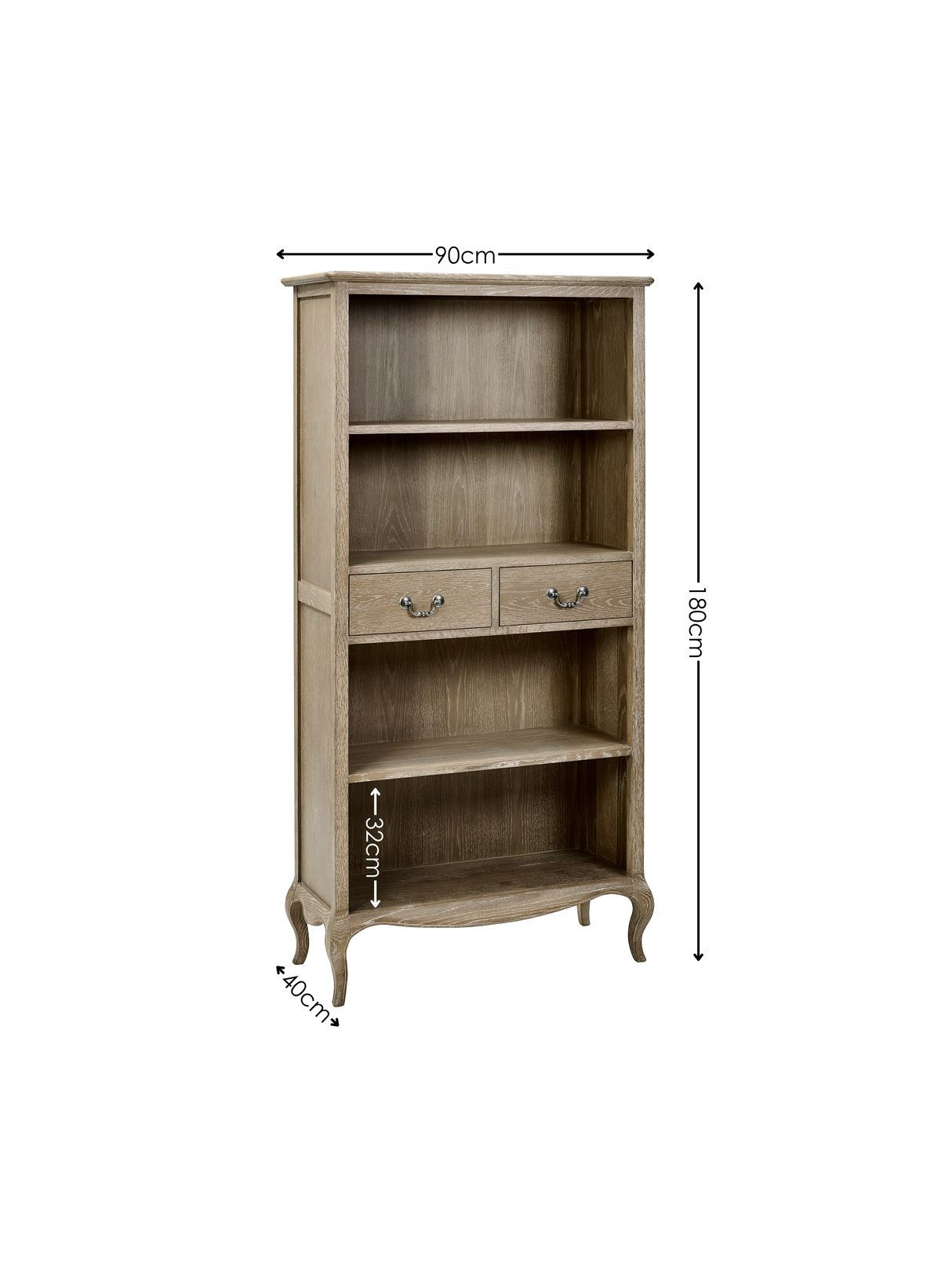 Camille French Style Tall Bookcase with Drawers