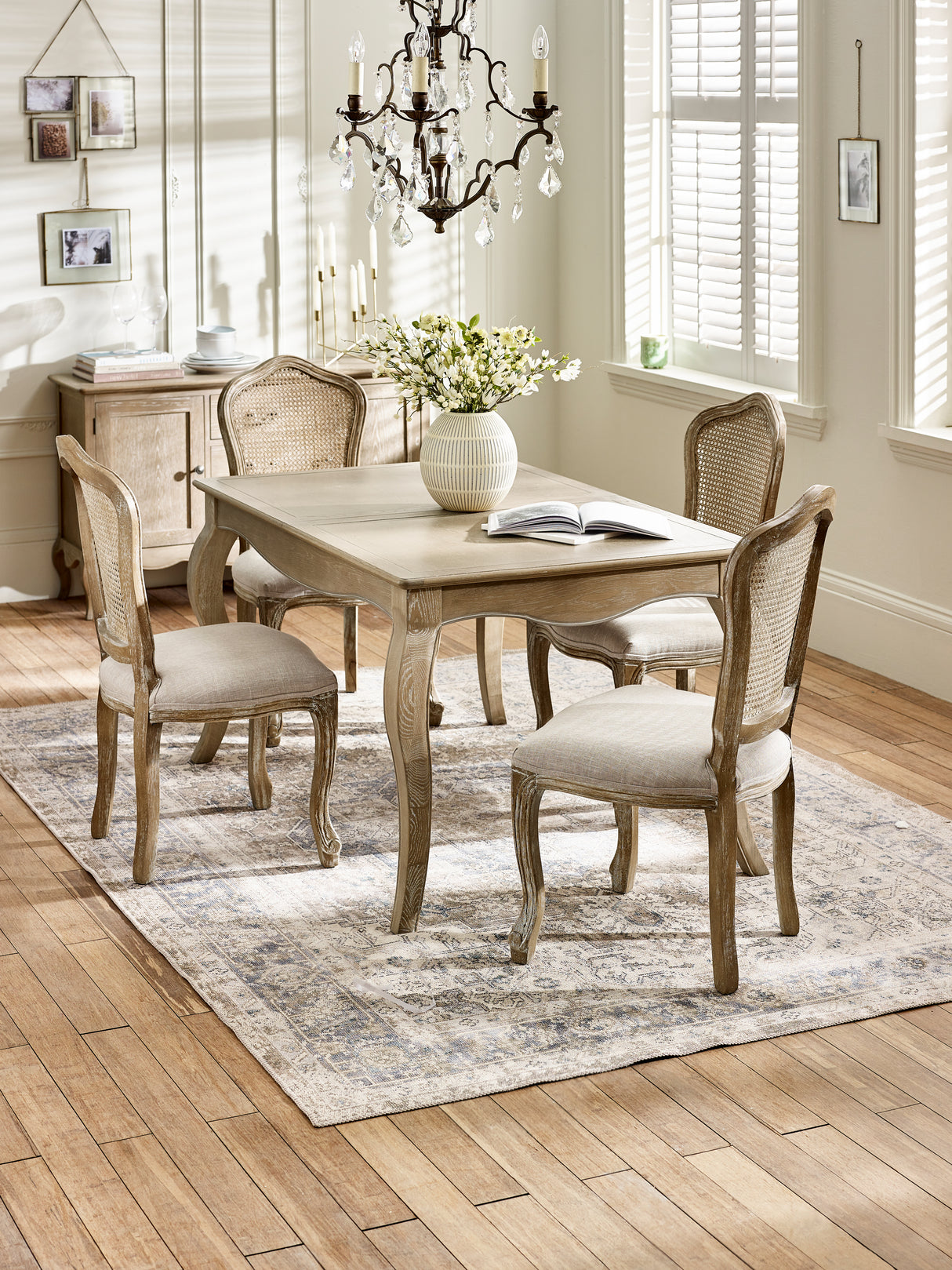 Camille French Style Rectangular 4-6 Seater Extending Dining Table