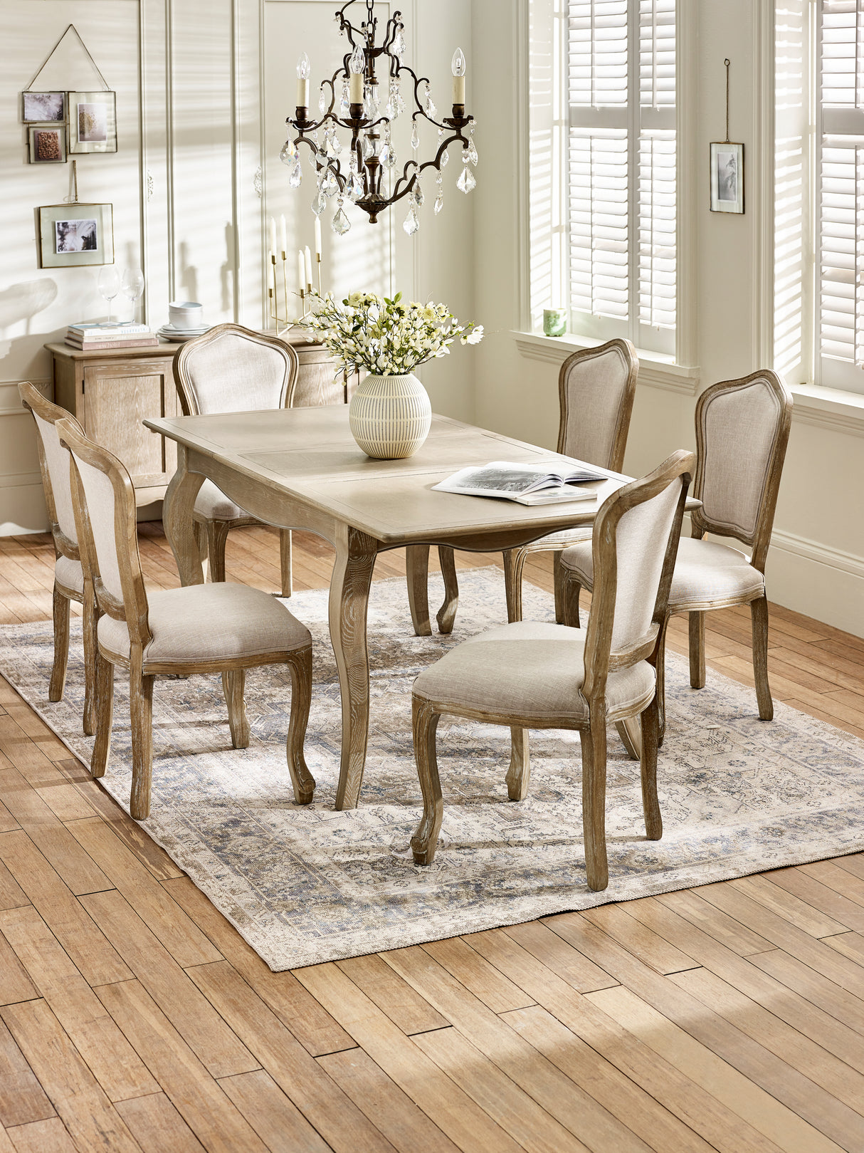 Camille French Style Rectangular 4-6 Seater Extending Dining Table