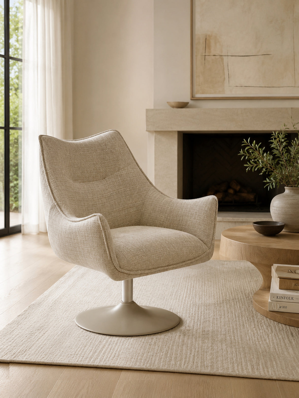 Caspian Upholstered Swivel Lounge Chair