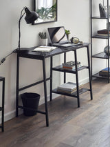 Chicago Glass Top Desk with Shelves