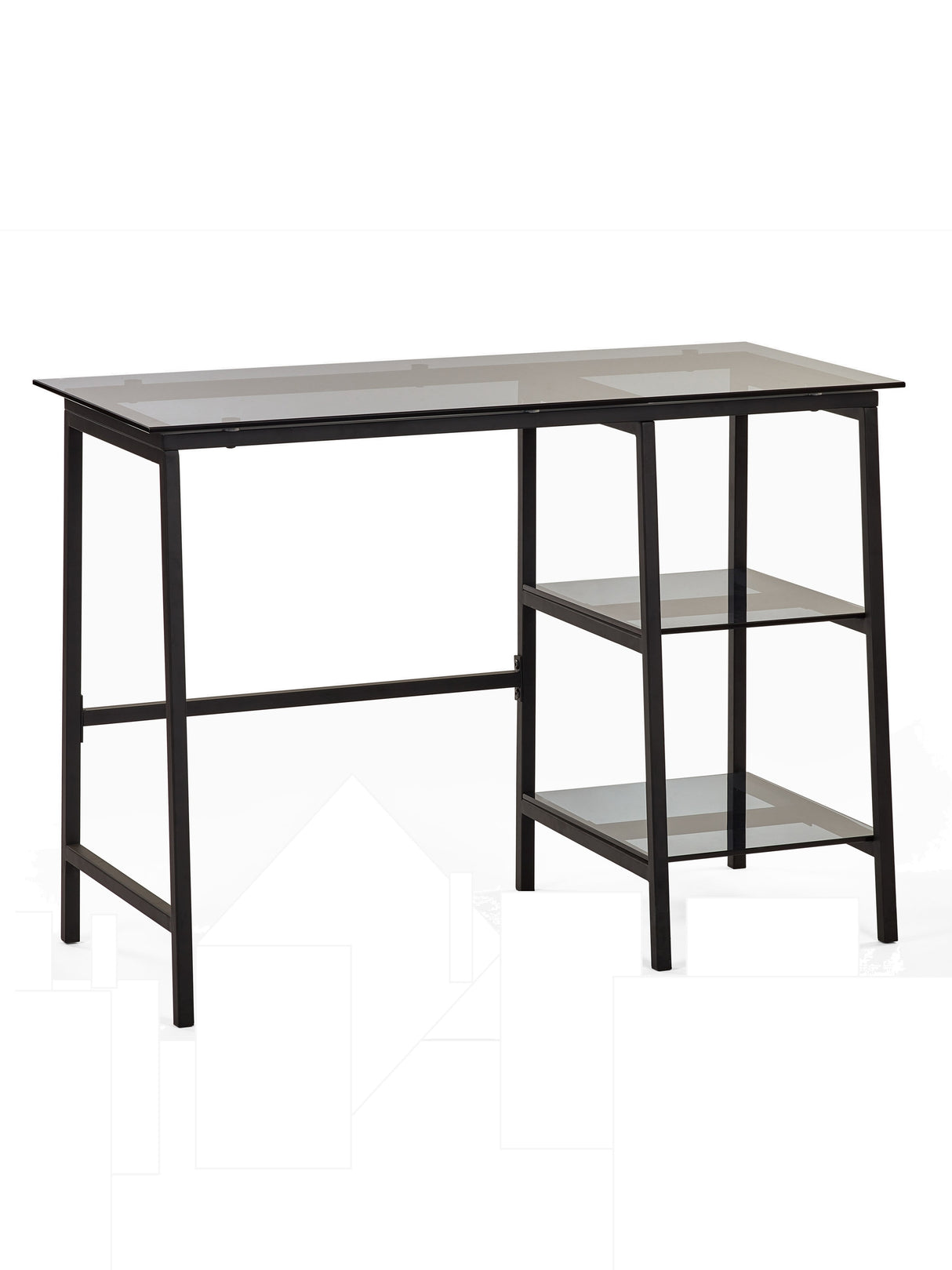 Chicago Glass Top Desk with Shelves