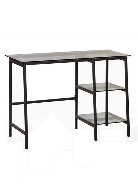 Chicago Glass Top Desk with Shelves