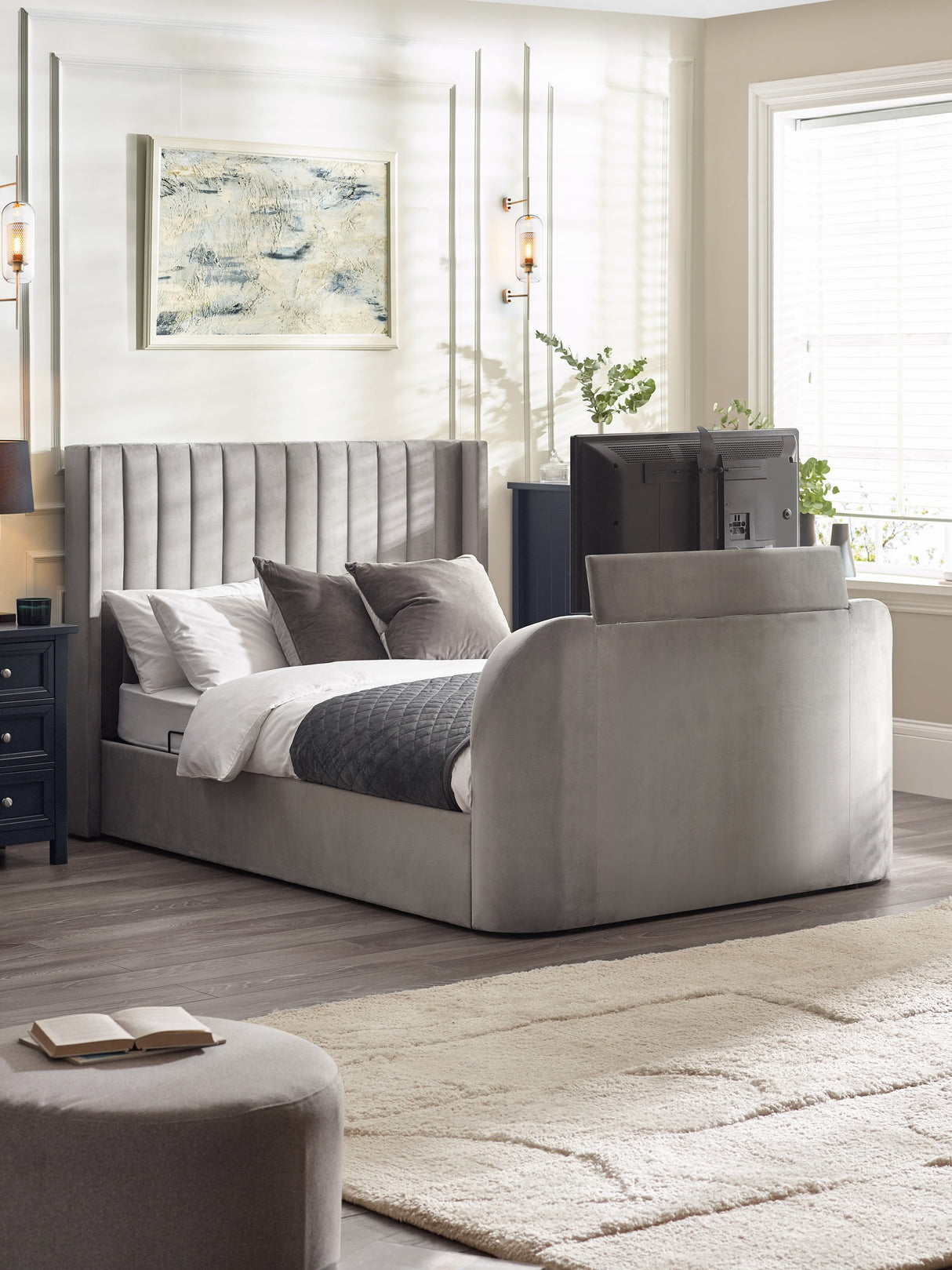 Clara Upholstered TV Ottoman Storage Bed