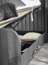 Clara Upholstered TV Ottoman Storage Bed