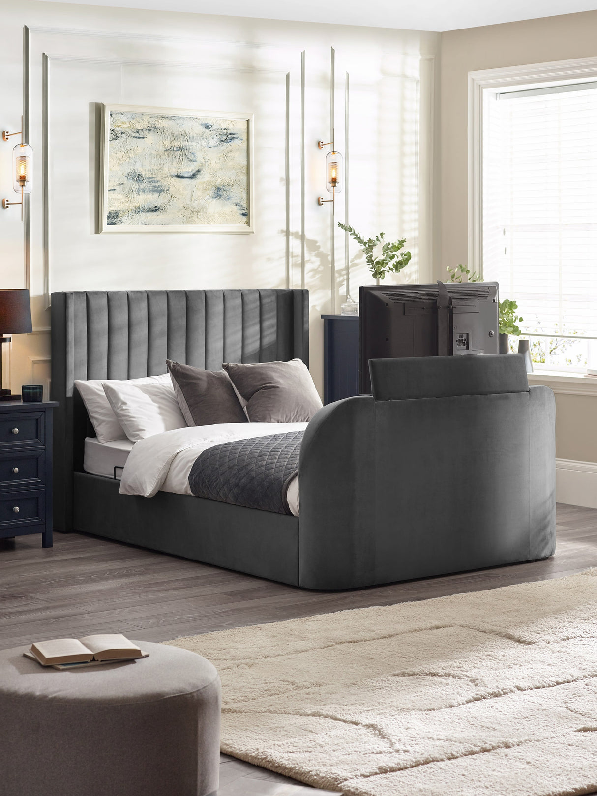 Clara Upholstered TV Ottoman Storage Bed