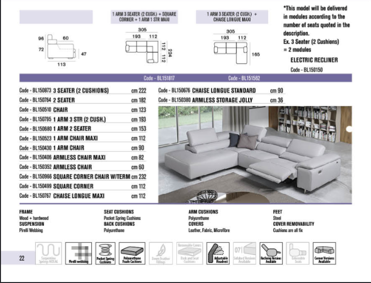Blossom - Italian Recliner Sofa Range