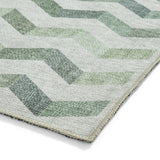 Coral H1059 Green Modern Washable Rug