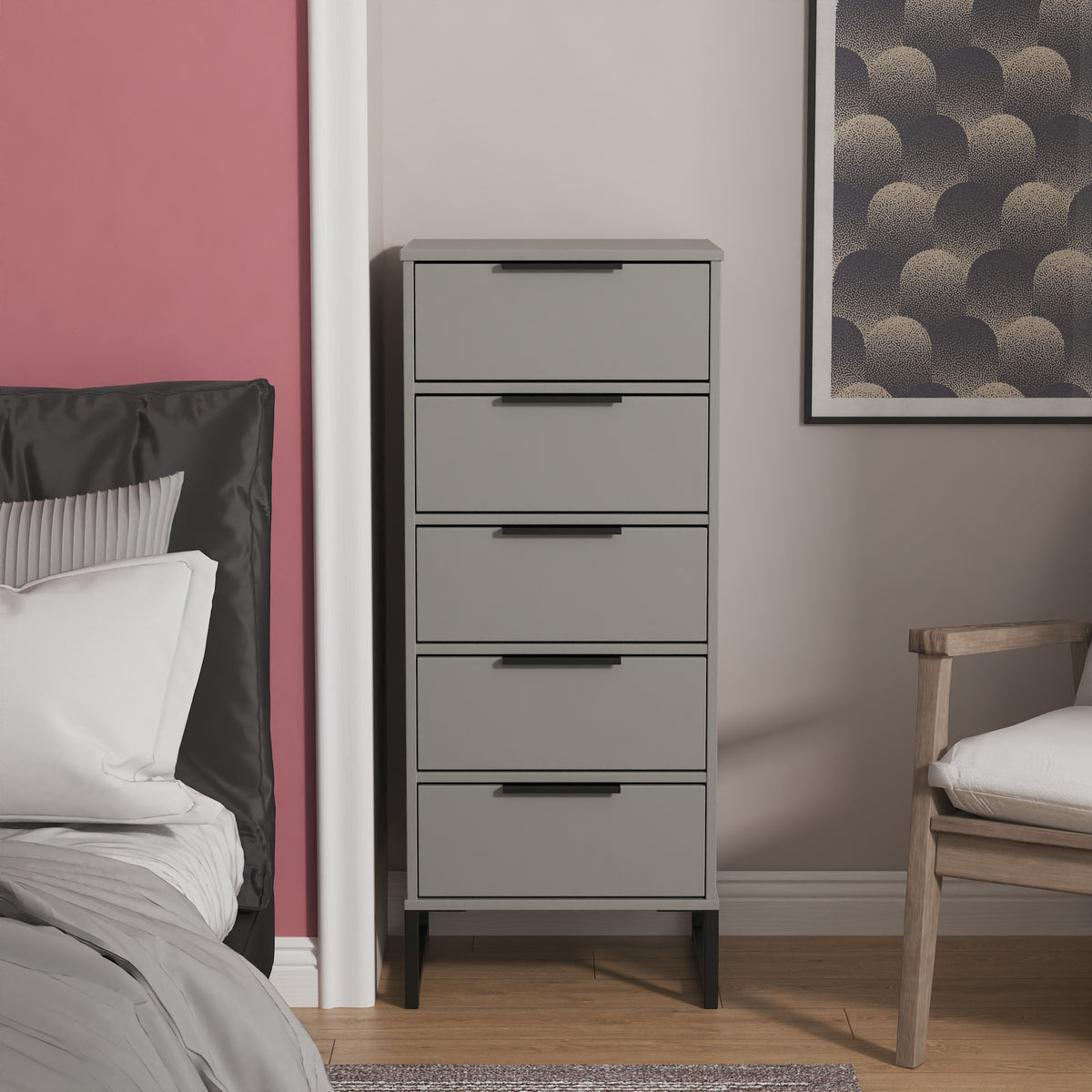 Diego 5 Drawer Bedside Cabinet
