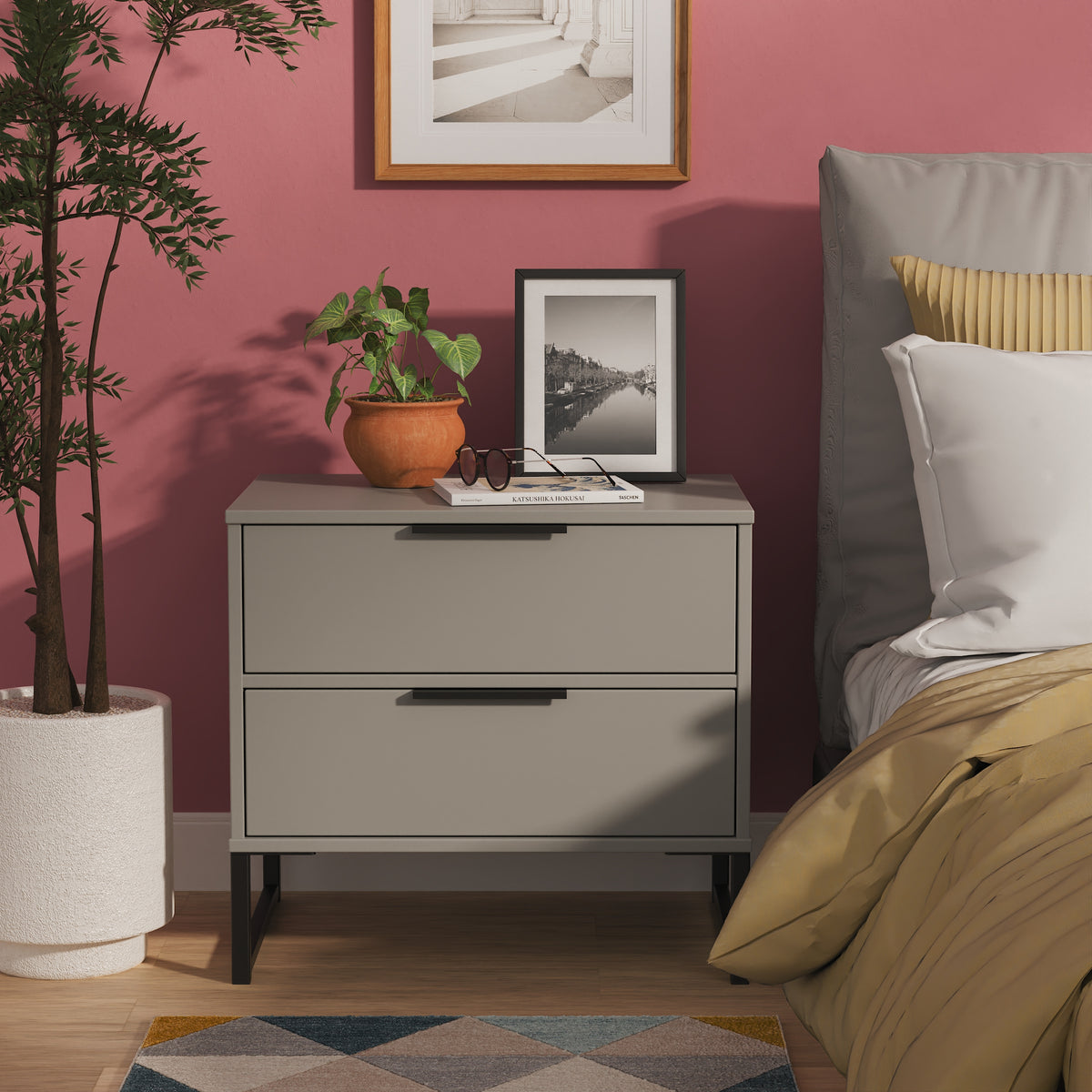 Diego Double 2 Drawer Bedside Cabinet