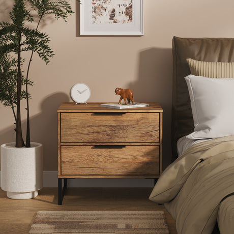 Diego Double 2 Drawer Bedside Cabinet