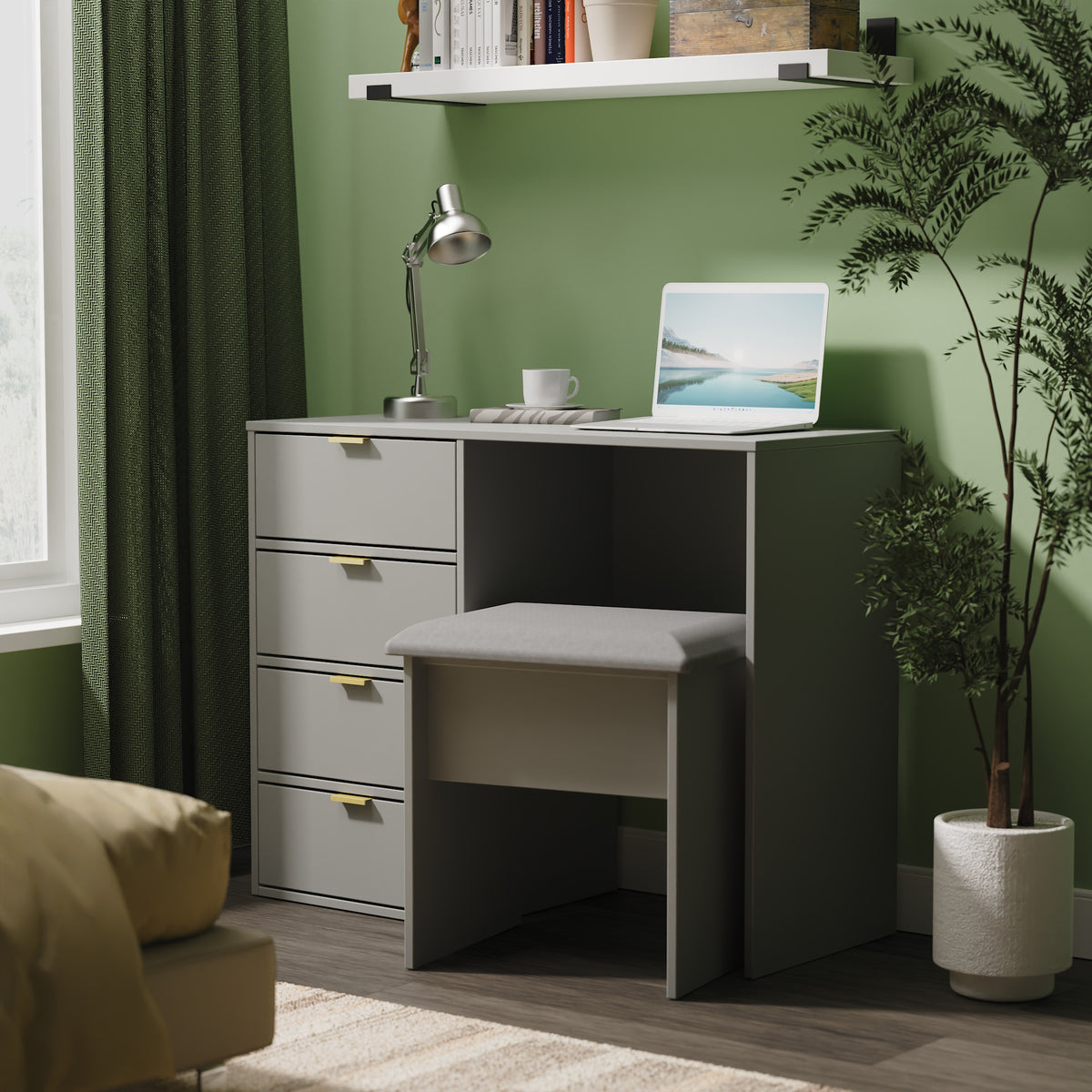 Diego (Gold Sleigh Legs) 4 Drawer Vanity