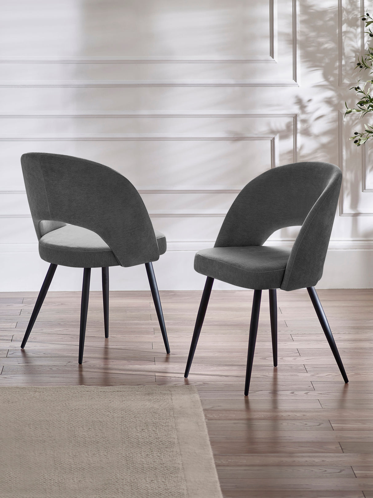 Ella Curved Back Upholstered Dining Chair (Set of 2)
