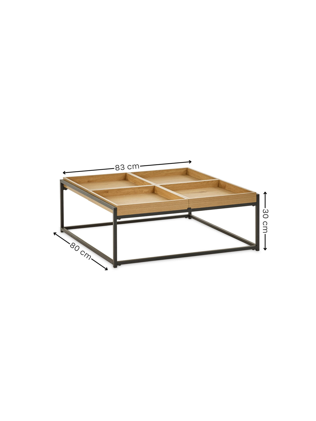 Ezra Square Coffee Table with Reversible Tray Tops