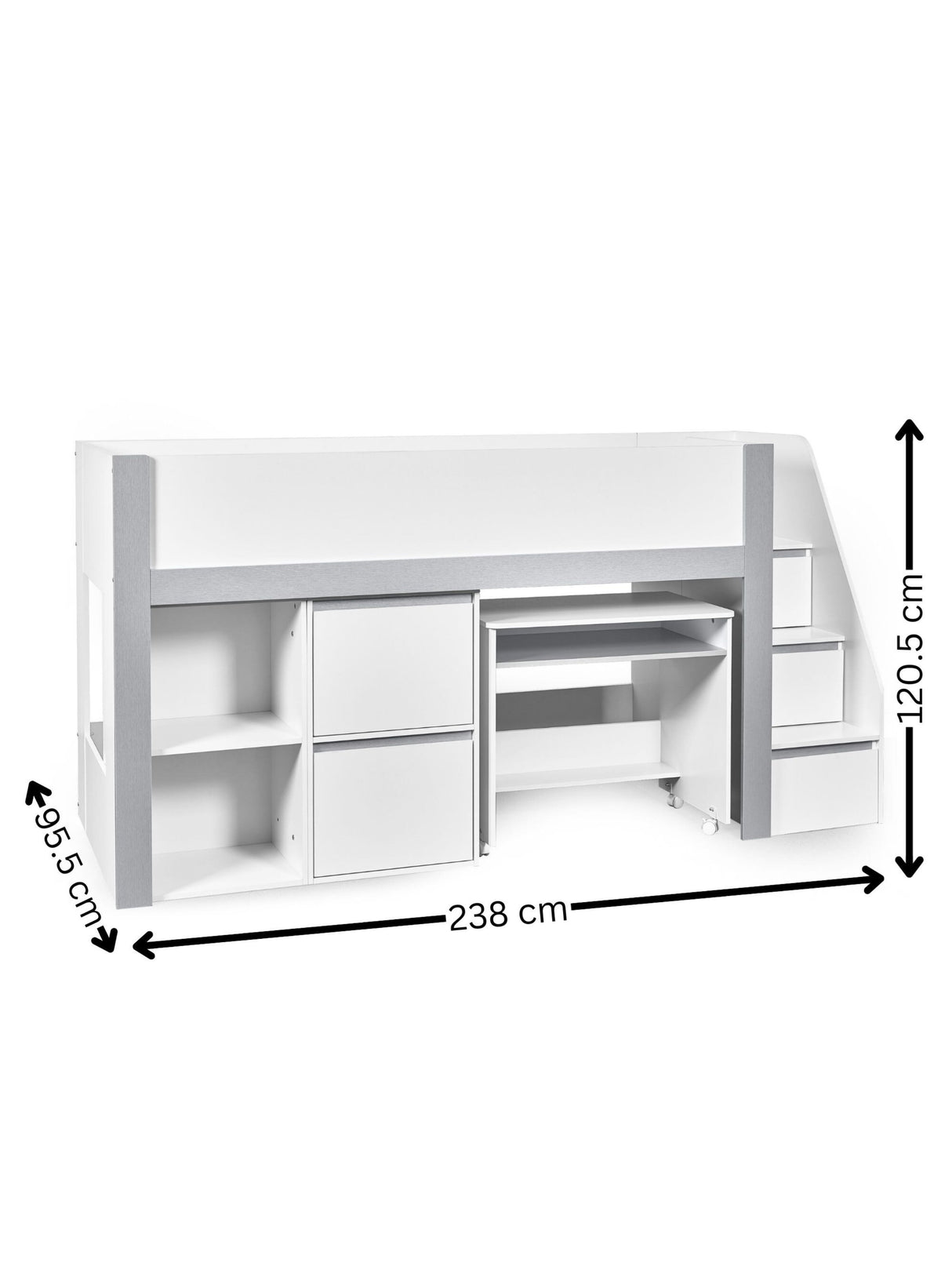 Gaia Mid Sleeper Bed with Stairs