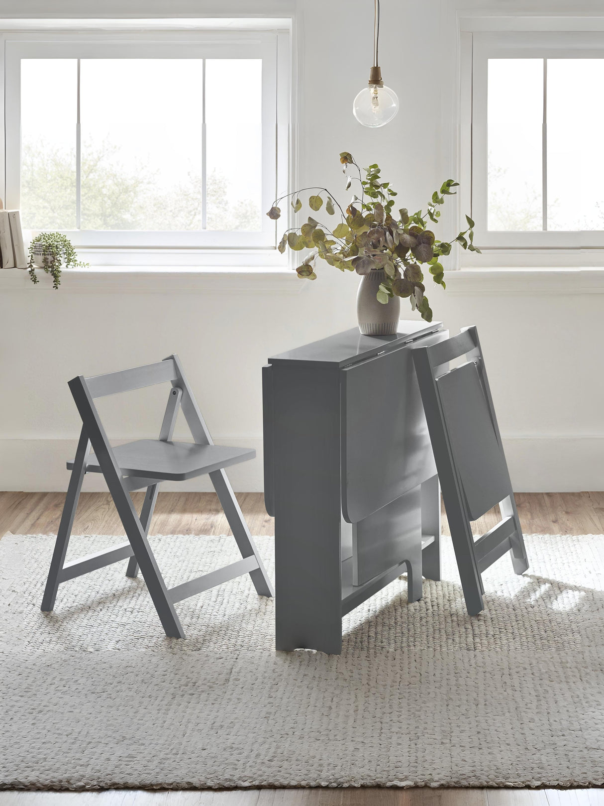 Gatan 2 Seater Compact Drop Leaf Dining Set with Folding Chairs