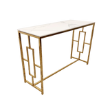 Geo Gold Console Table with Polar White Sintered Top