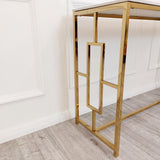 Geo Gold Console Table with Polar White Sintered Top