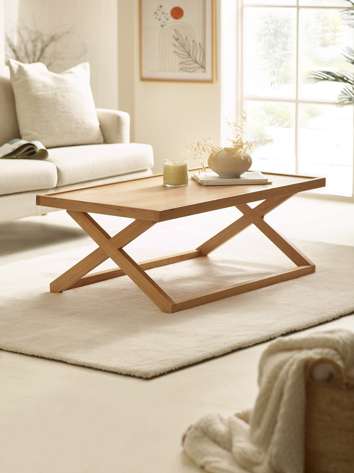 Haddon Rectangular Coffee Table with Cross Leg Base