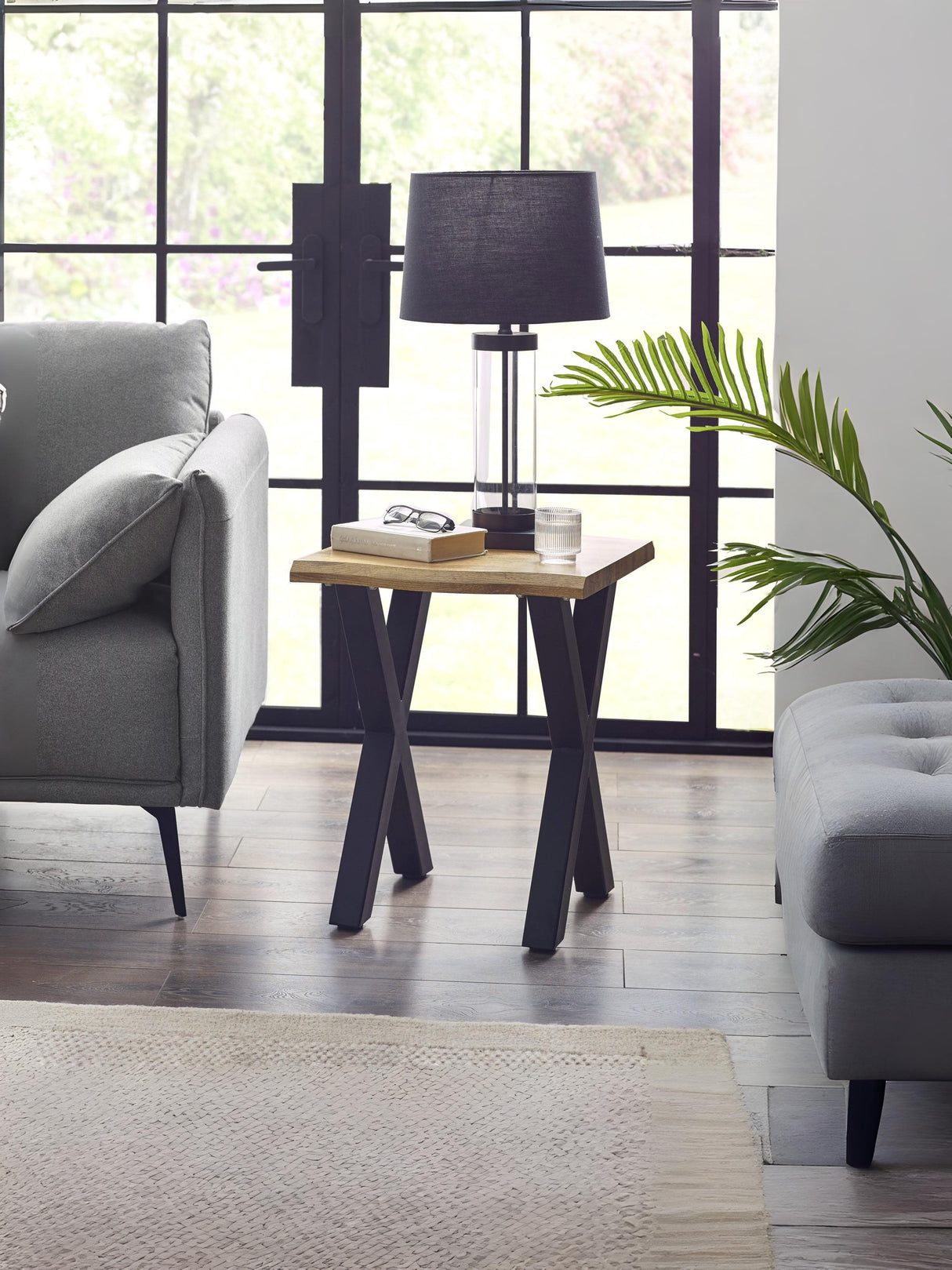 Harvey Live Edge Side Table with Cross Legs