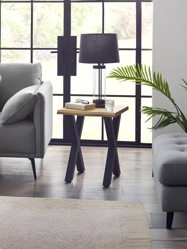 Harvey Live Edge Side Table with Cross Legs