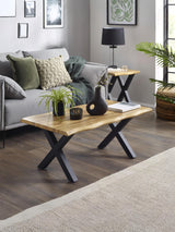 Harvey Live Edge Rectangular Coffee Table with Cross Legs