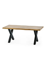 Harvey Live Edge Rectangular Coffee Table with Cross Legs