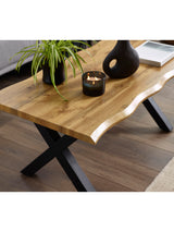 Harvey Live Edge Rectangular Coffee Table with Cross Legs