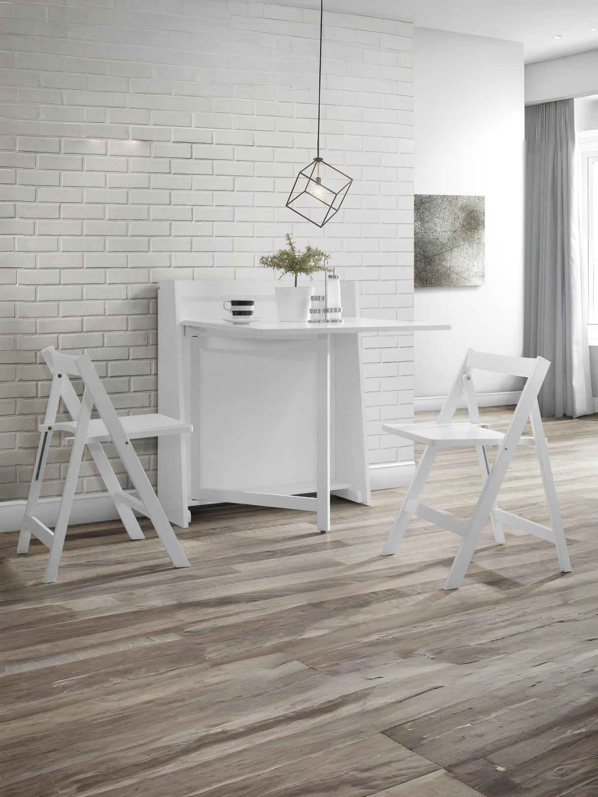 Helsinki 2 Seater Compact Drop Leaf Dining Set with Folding Chairs