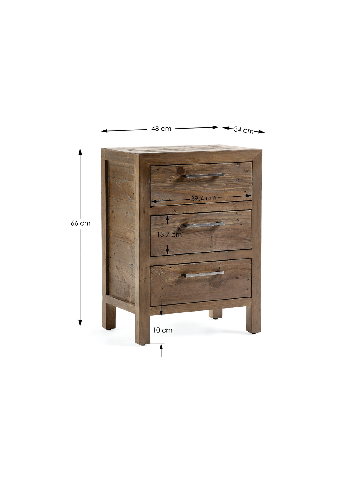 Heritage 3 Drawer Bedside Table