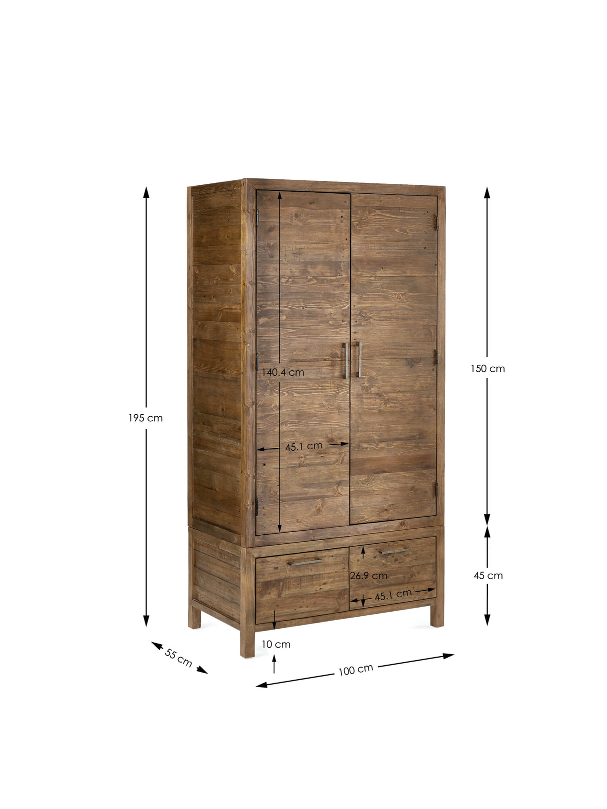 Heritage 2 Door 2 Drawer Wardrobe