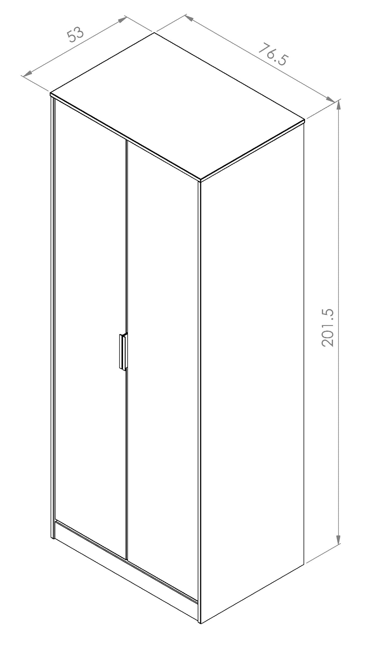 Hong Kong (Black Legs) Tall Plain Wardrobe