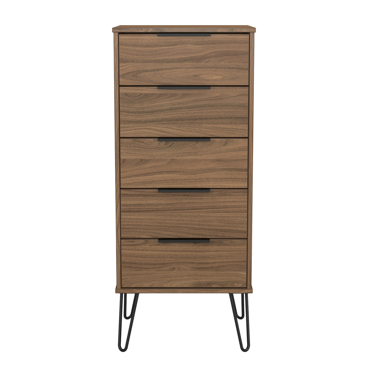 Hong Kong (Black Hairpin Legs) 5 Drawer Bedside Cabinet