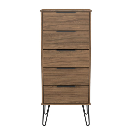 Hong Kong (Black Hairpin Legs) 5 Drawer Bedside Cabinet