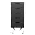Hong Kong (Black Hairpin Legs) 5 Drawer Bedside Cabinet