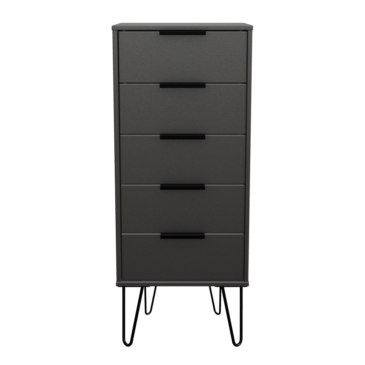 Hong Kong (Black Hairpin Legs) 5 Drawer Bedside Cabinet
