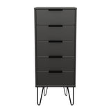 Hong Kong (Black Hairpin Legs) 5 Drawer Bedside Cabinet