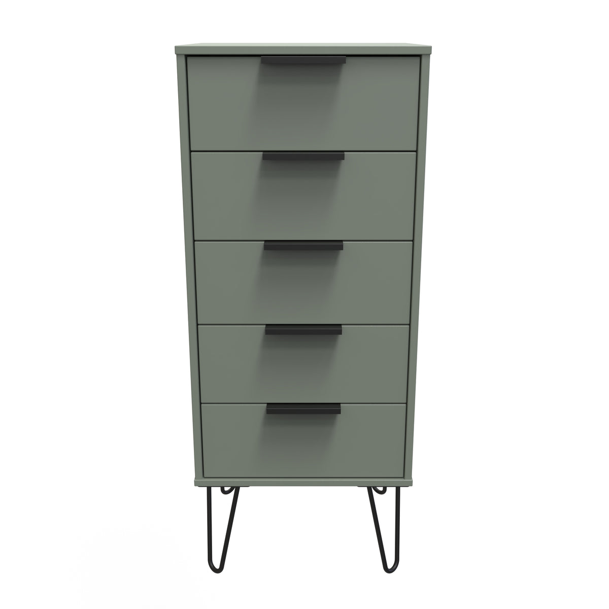 Hong Kong (Black Hairpin Legs) 5 Drawer Bedside Cabinet
