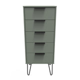 Hong Kong (Black Hairpin Legs) 5 Drawer Bedside Cabinet