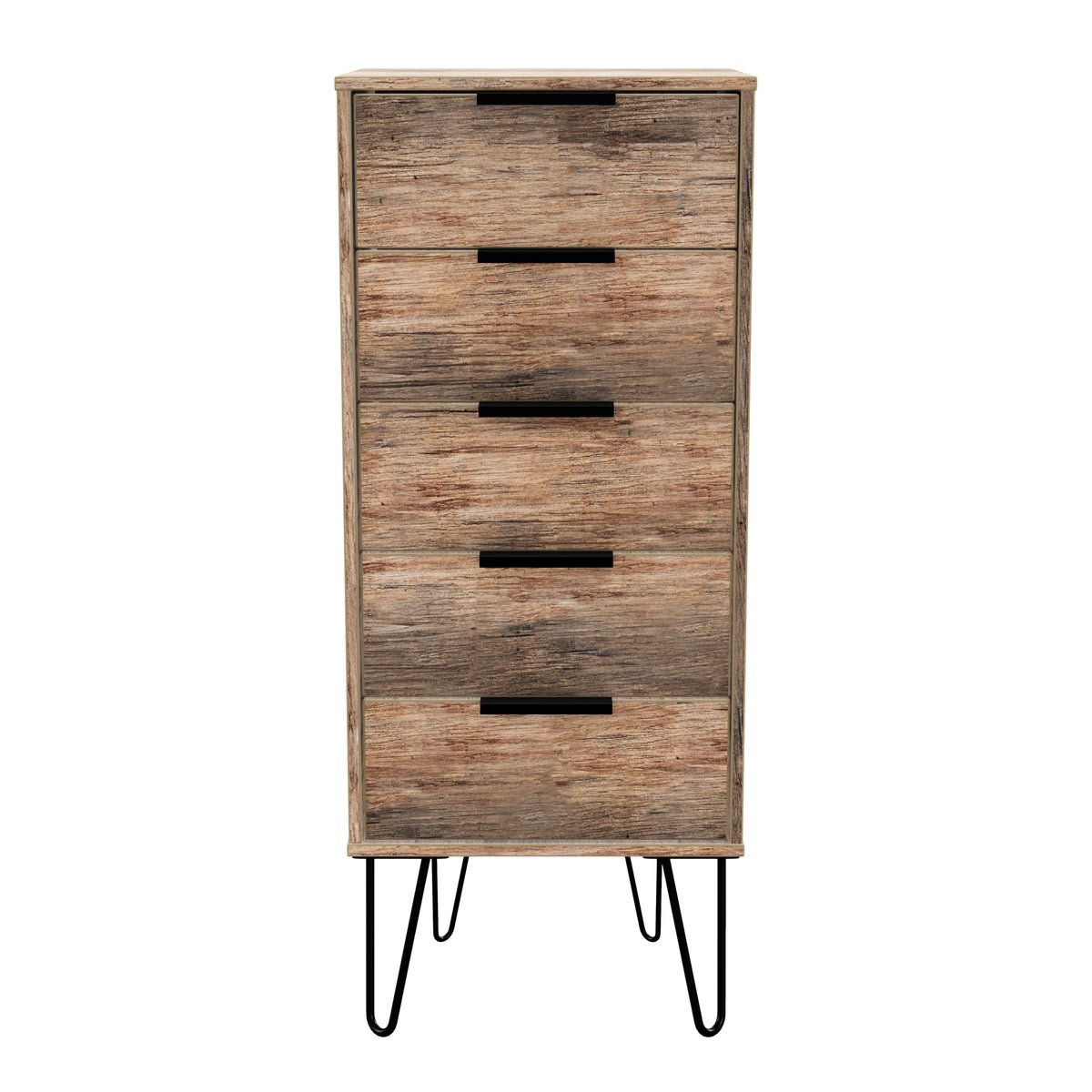 Hong Kong (Black Hairpin Legs) 5 Drawer Bedside Cabinet