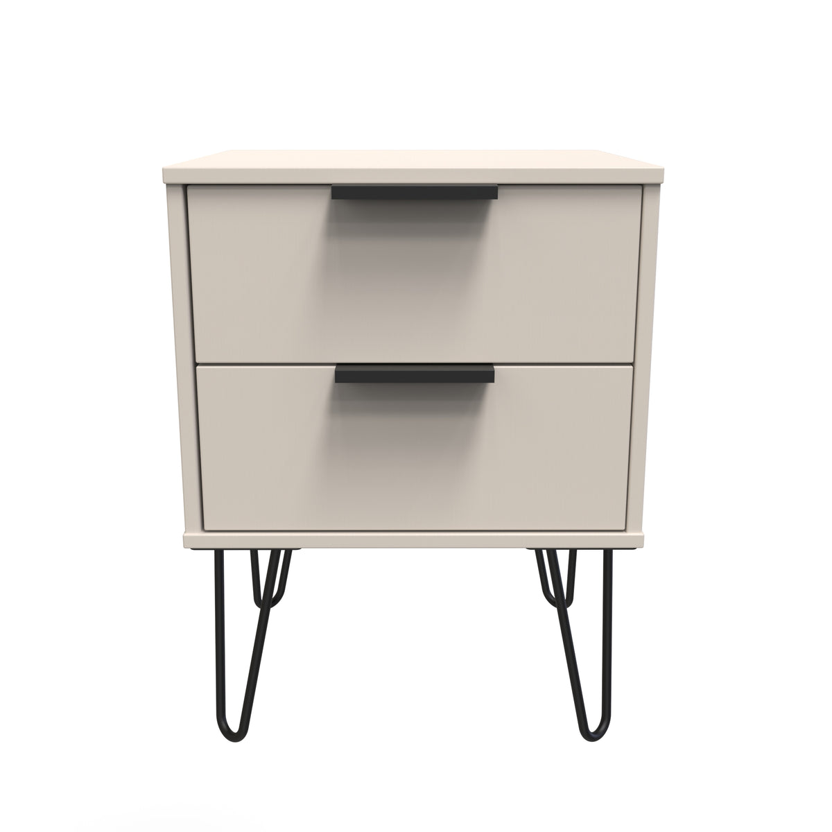 Hong Kong (Black Hairpin Legs) 2 Drawer Bedside Cabinet