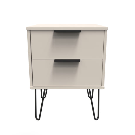 Hong Kong (Black Hairpin Legs) 2 Drawer Bedside Cabinet