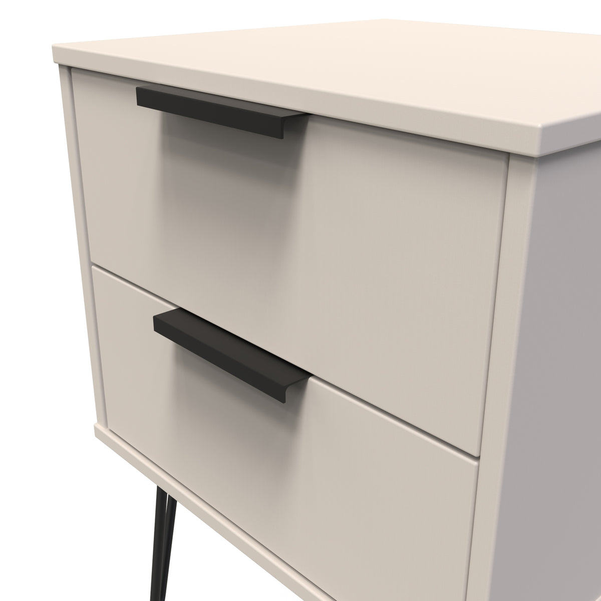 Hong Kong (Black Hairpin Legs) 2 Drawer Bedside Cabinet