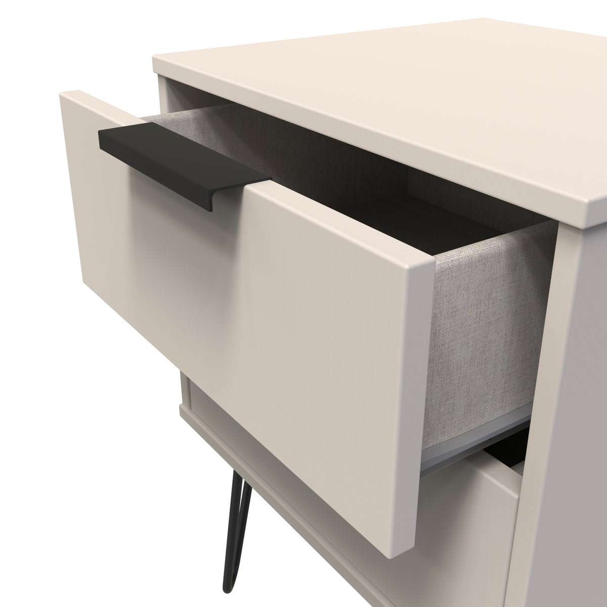 Hong Kong (Black Hairpin Legs) 2 Drawer Bedside Cabinet